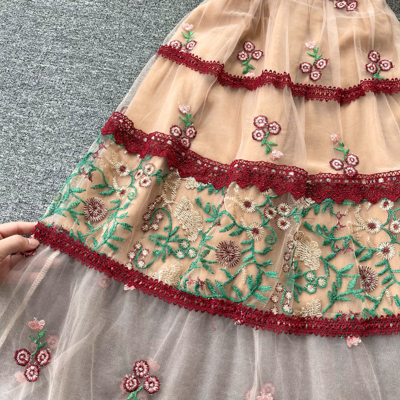 Luxury Court Vintage Embroidered Lace Dress