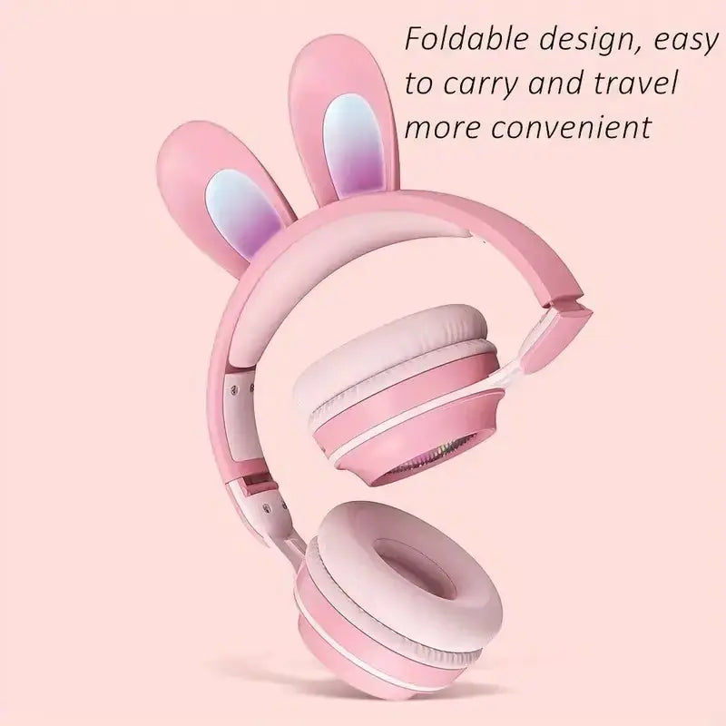 Cute Rabbit Wireless Headphones with RGB LED for Kids Shopera