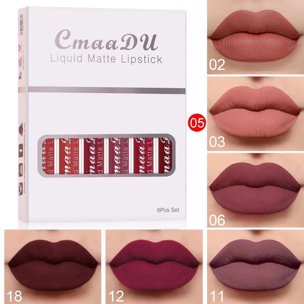 6 Boxes Of Matte Non-stick Cup Waterproof Lipstick Long Lasting Lip Gloss Shopera