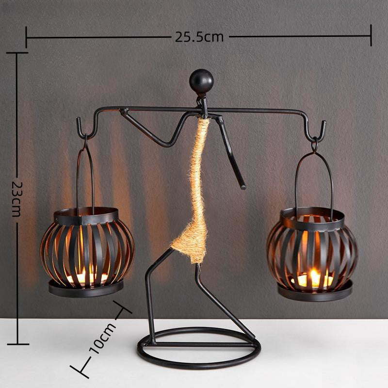 Wrought Iron Candle Holder Decorative Piece - European Style Restaurant Dining Table Ambiance Light Candlestick Home Metal Artware eprolo