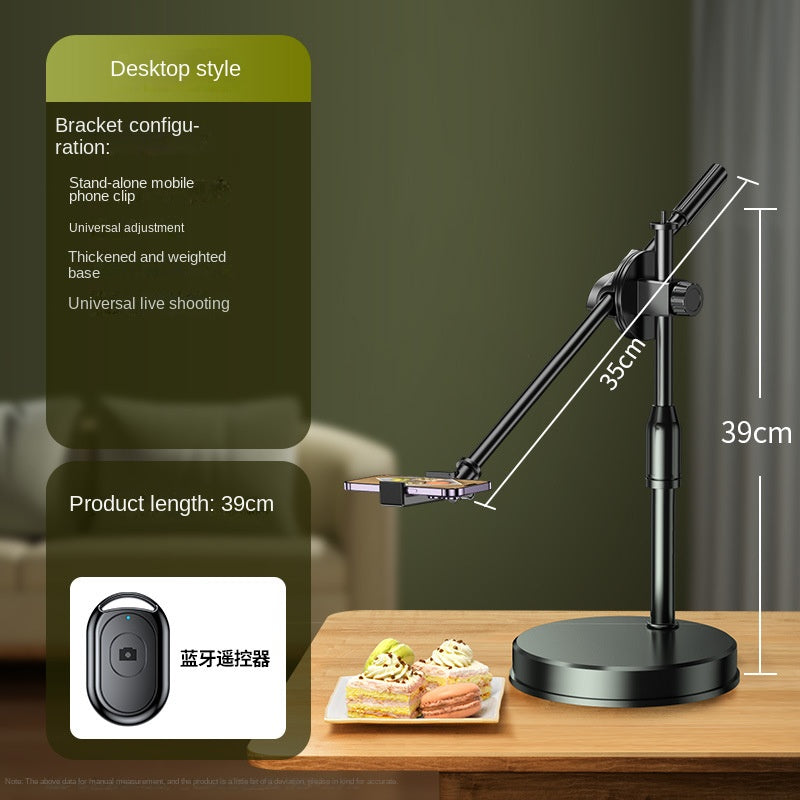 Mobile Phone Overhead Shooting Stand for Food Photography, Drawing, and Live Streaming - Adjustable Dual-Camera Position Desktop Phone Holder with Fill Light eprolo