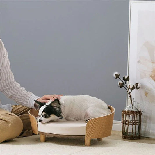 Wooden Pet Bed Frame – Elevated Sofa Nest for Cats & Small Dogs