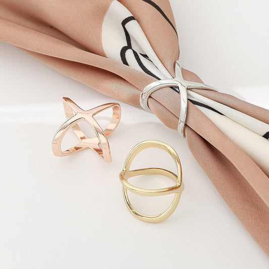 Creative Rice King Star Gold-Plated Scarf Buckle Multi-Purpose X Cross Hollow Smooth Surface Scarf Square Shawl Buckle eprolo