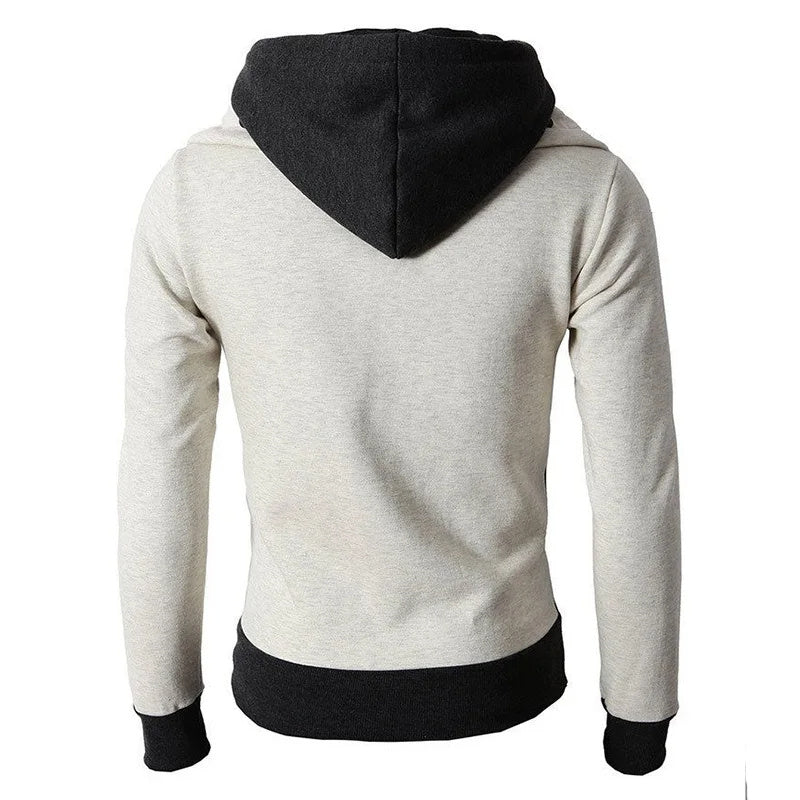 Men's Zip UP Hooded Jacket Fake Two Piece Sports Cardigan Casual Slim Sweatshirt Jacket Shopera