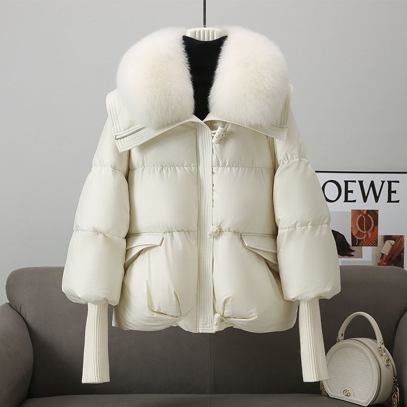 Down Cotton-padded Jacket Women's Short Fur Collar Thickened Coat Winter Clothing Shopera