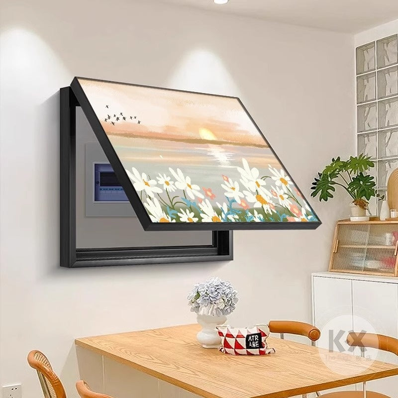 Cream style decorative painting living room distribution box switch box covered hanging painting eprolo