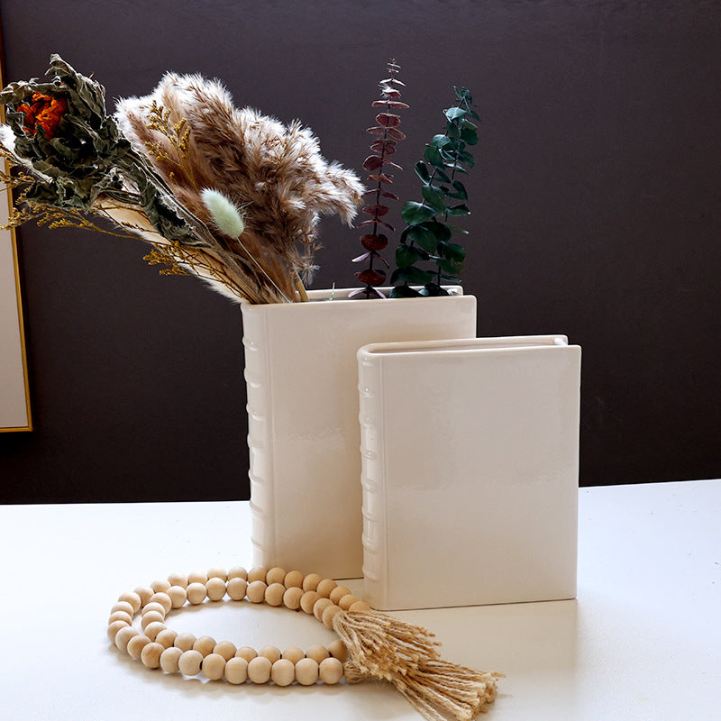 Book Vase - Ceramic, Cute & for Home Decor, with Flower & Shelf Options eprolo