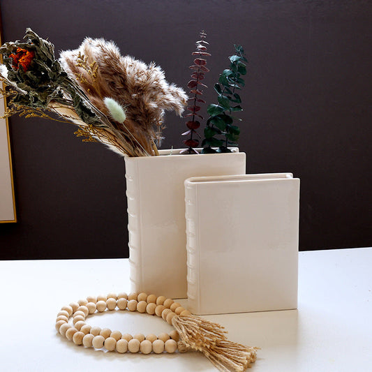 Book Vase - Ceramic, Cute & for Home Decor, with Flower & Shelf Options eprolo