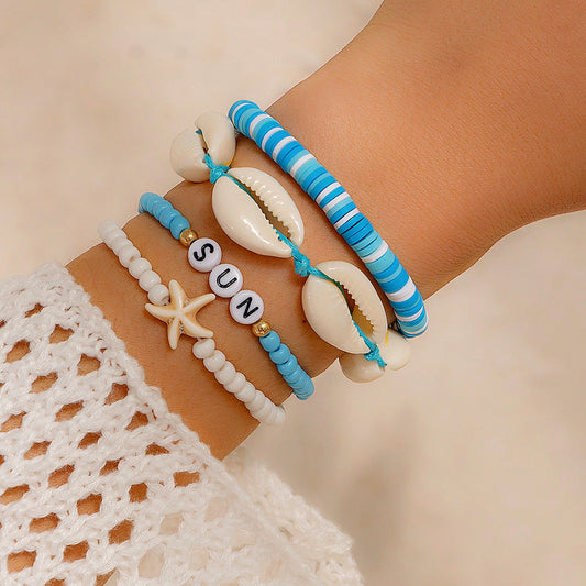 Bohemian vacation style shell rice bead bracelet Bracelet beach starfish bead set for women eprolo