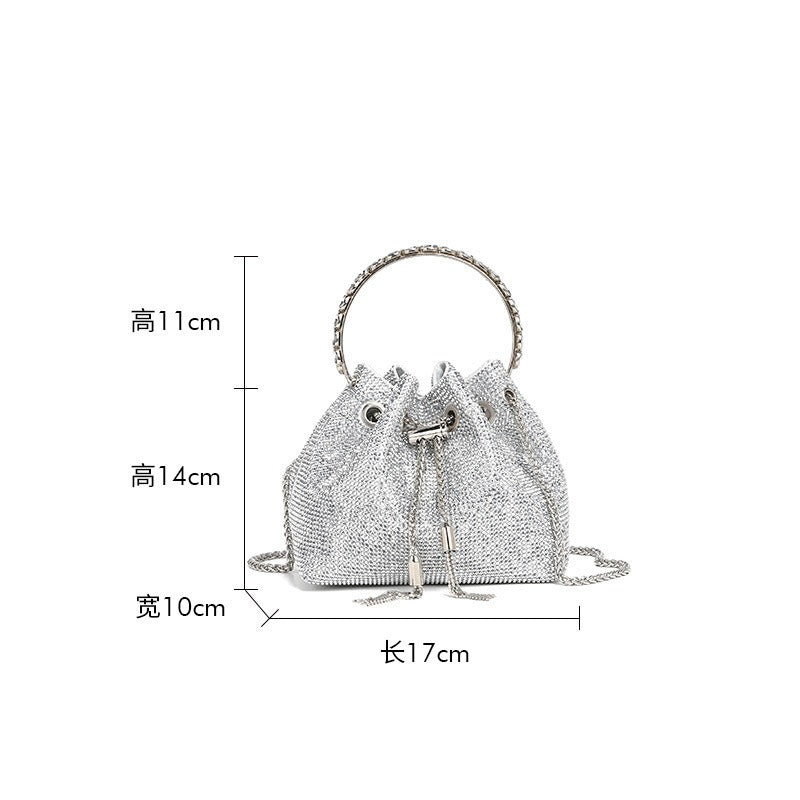 Classic rhinestone bag women's evening bag high-end tassel bag handbag textured full diamond crossbody portable bucket bag eprolo