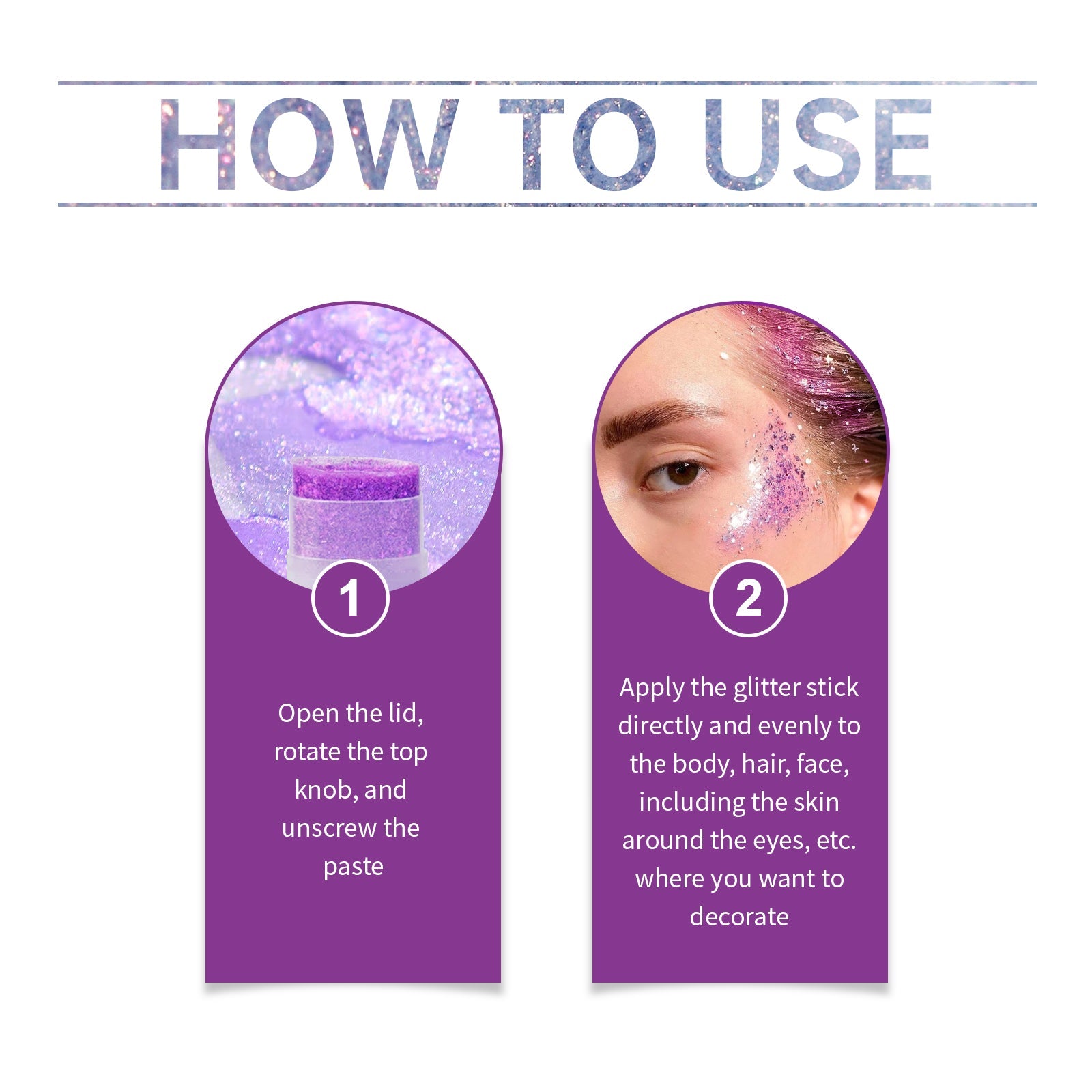 Jaysuing Sequined Glitter Stick (Purple), Party Dance, Performance, Makeup, Face, Body, Collarbone, Highlight And Shine eprolo