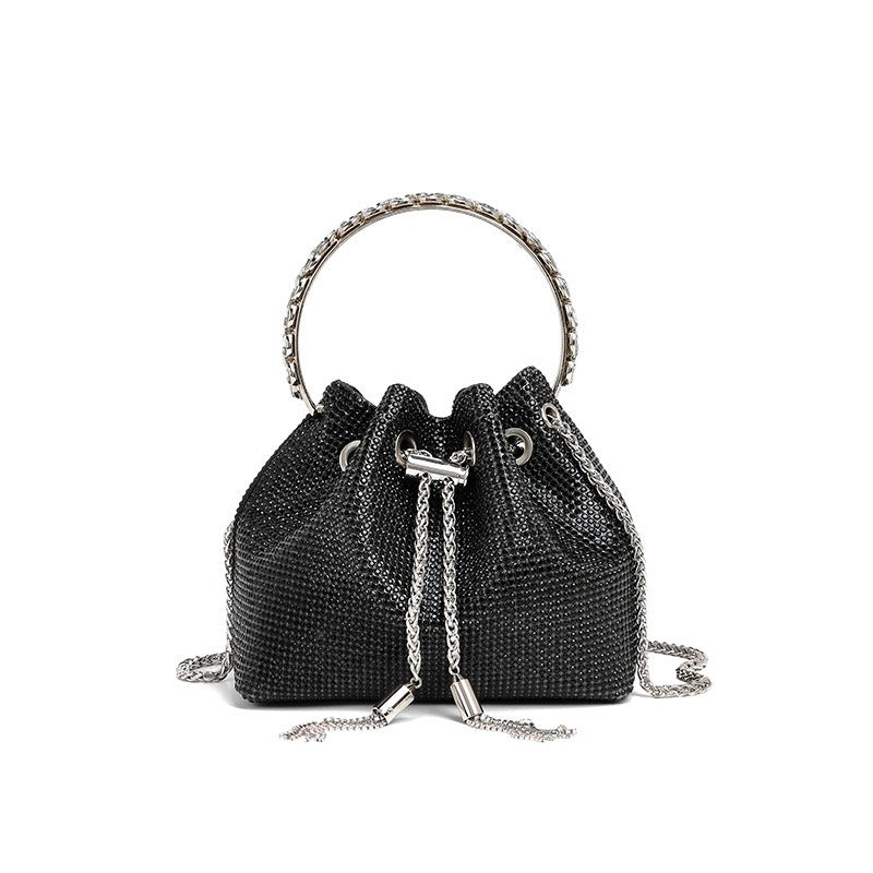 Classic rhinestone bag women's evening bag high-end tassel bag handbag textured full diamond crossbody portable bucket bag eprolo