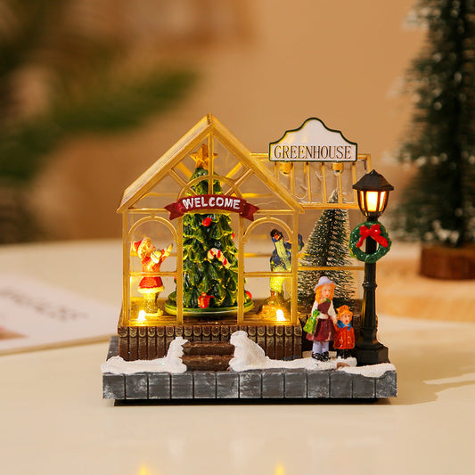 Christmas gifts, Christmas decorations, glowing music, houses, resin crafts, creative desktop ornaments eprolo