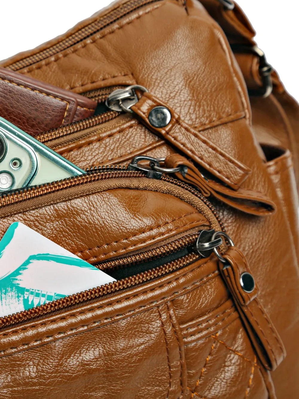 PU Leather Multi Pockets Adjustable Strap Shoulder Bag eprolo