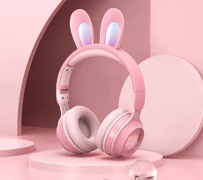 Cute Rabbit Wireless Headphones with RGB LED for Kids Shopera