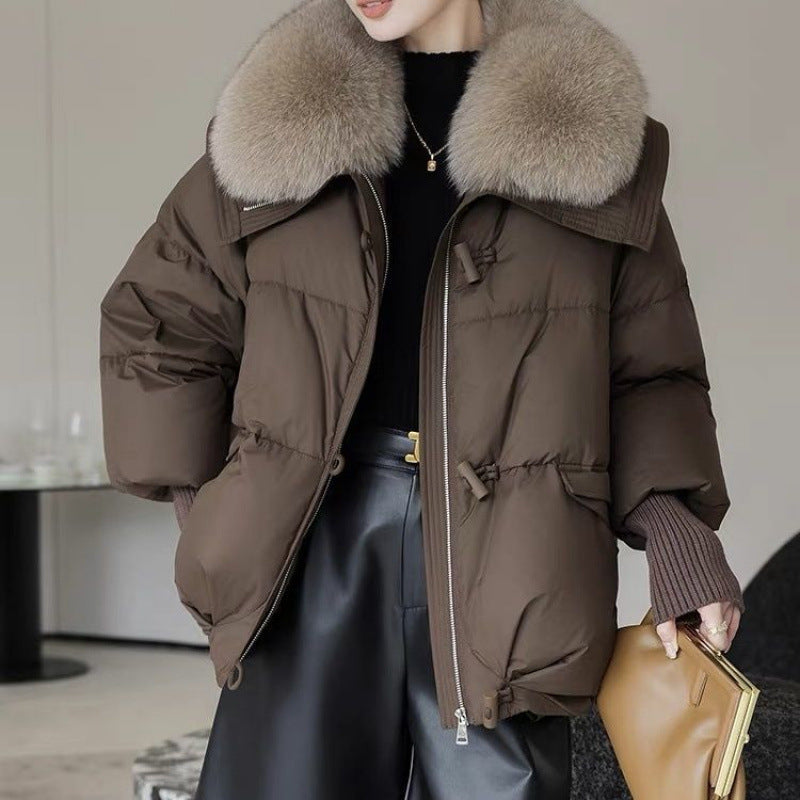 Down Cotton-padded Jacket Women's Short Fur Collar Thickened Coat Winter Clothing Shopera