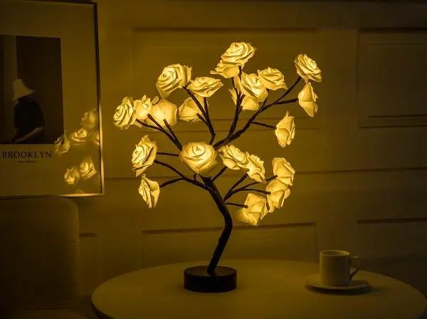 Rose Flower Lamp USB Battery Operated LED Table Lamp Bonsai Tree Night Lights Garland Bedroom Decoration Lights Home Decor null