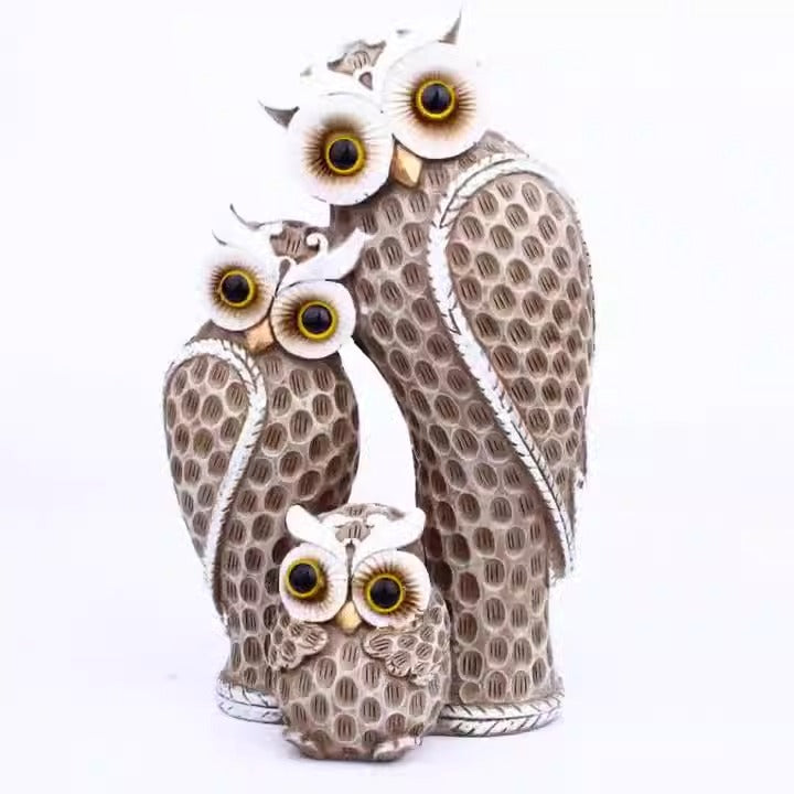 Modern minimalist three family owl animal light luxury decorations, home decor, living room, desk crafts eprolo