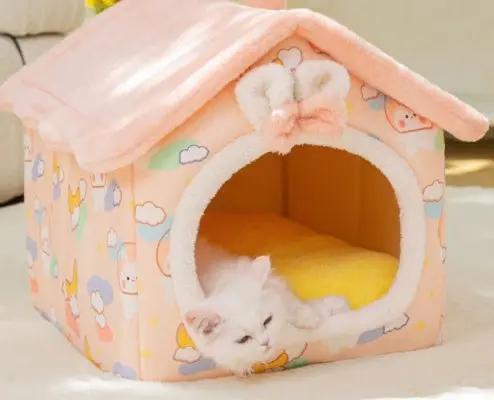 Foldable Dog House Pet Cat Bed Winter Dog Villa Sleep Kennel Removable Nest Warm Enclosed Cave Sofa Pets Supplies null