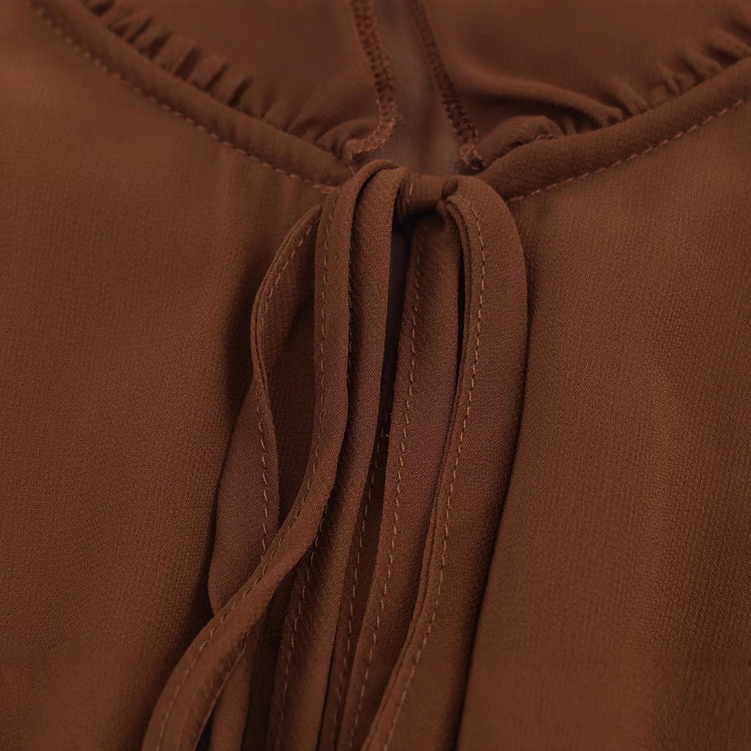 Long sleeved black fungus edge cinched waist layered decorative dress for women eprolo