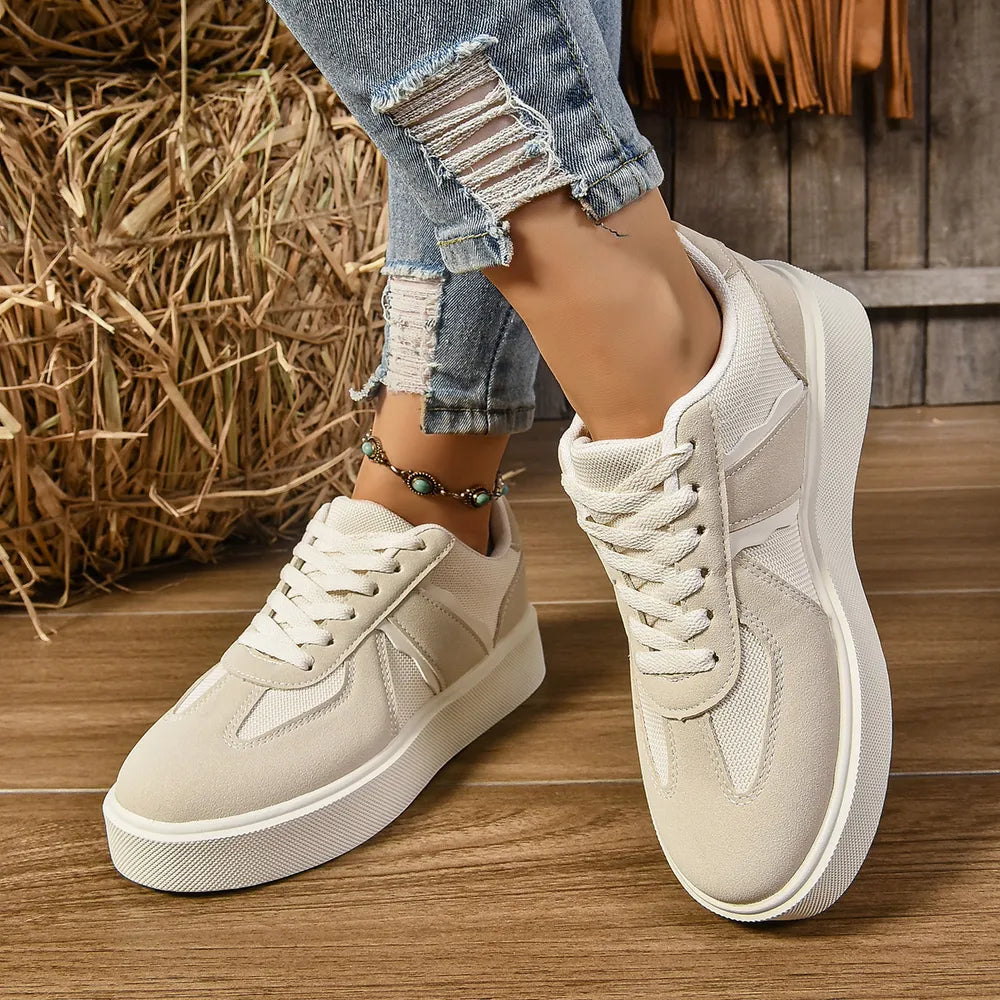 Lace Up Round Toe Contrast Sneakers eprolo