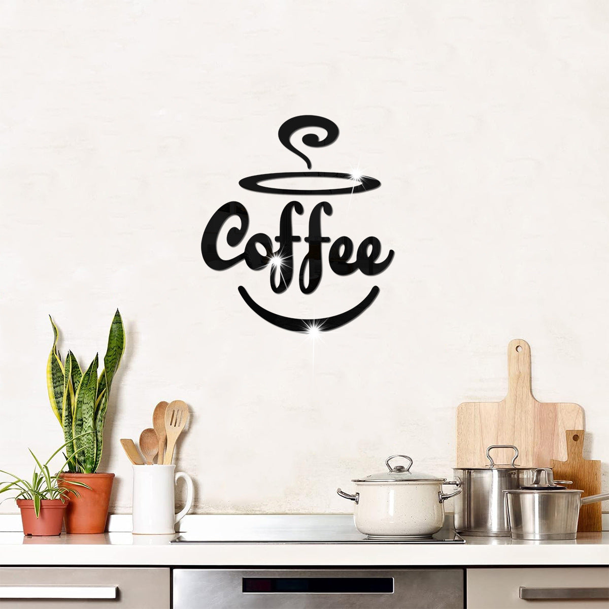 Coffee Themed Mirror Acrylic Wall Stickers for Kitchen and Dining Room eprolo