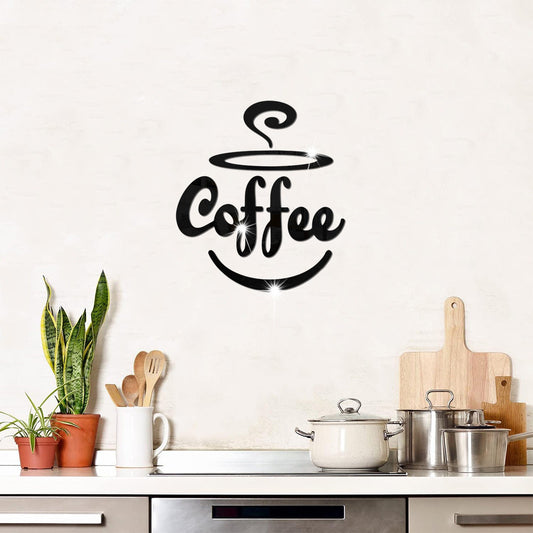 Coffee Themed Mirror Acrylic Wall Stickers for Kitchen and Dining Room eprolo