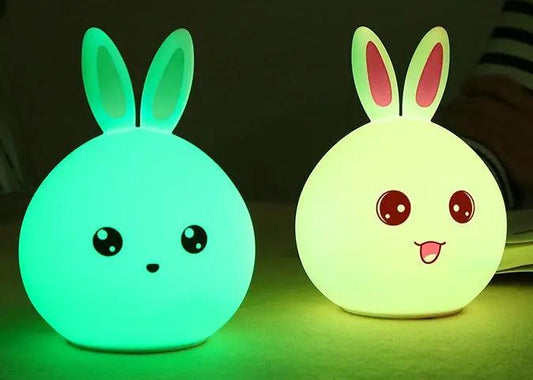 Cute Night Light Animal Rabbit Night lamps Touch Sensor Silicone LED Colorful Lights null