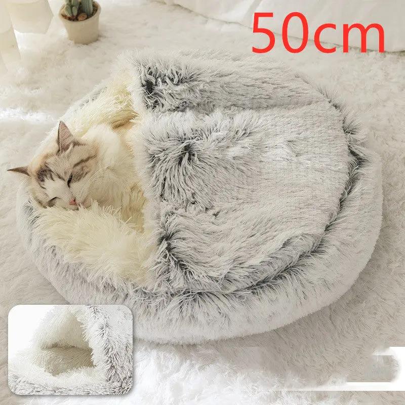 2 In 1 Dog And Cat Bed Pet Winter Bed Round Plush Warm Bed House Soft Long Plush Pets Bed Pet Products null