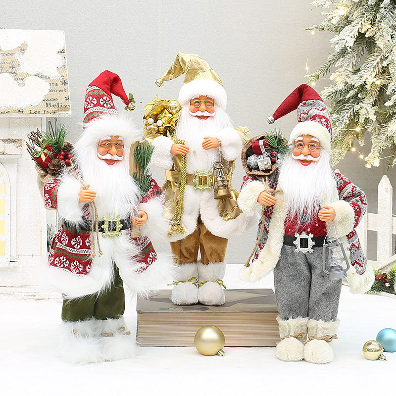 Christmas crafts 18 inch, wearing snow boots, backpack, standing, Santa Claus, dwarf eprolo