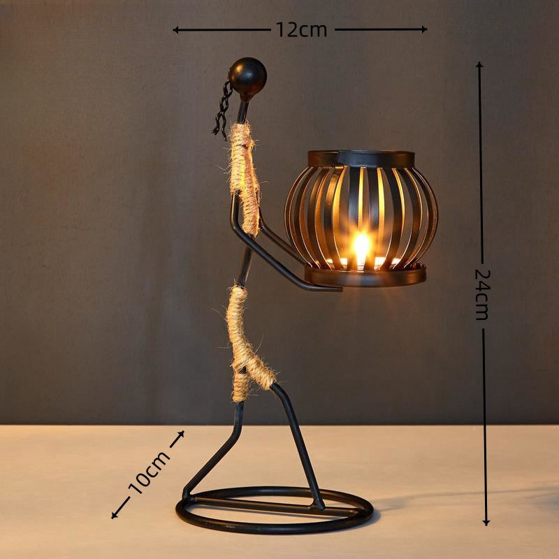 Wrought Iron Candle Holder Decorative Piece - European Style Restaurant Dining Table Ambiance Light Candlestick Home Metal Artware eprolo