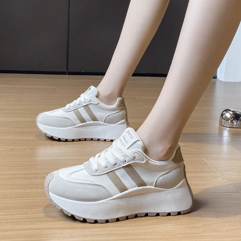 Side Striped Lace Up Platform Athletic Sneakers eprolo