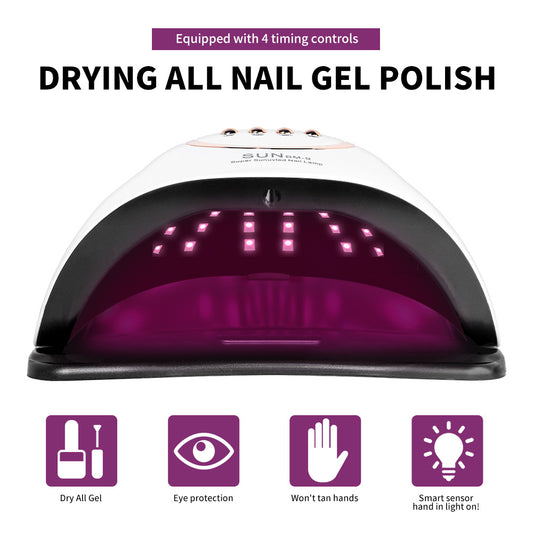 UV LED Nail Lamp, Professional Nail Dryer Gel Polish Light With 45 Beads, UV Nail Light With 4 Timer Settings, Nail Polish Curing Gel LED Dryer With Automatic Sensor, LCD Display
