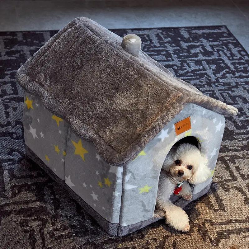 Foldable Dog House Pet Cat Bed Winter Dog Villa Sleep Kennel Removable Nest Warm Enclosed Cave Sofa Pets Supplies null