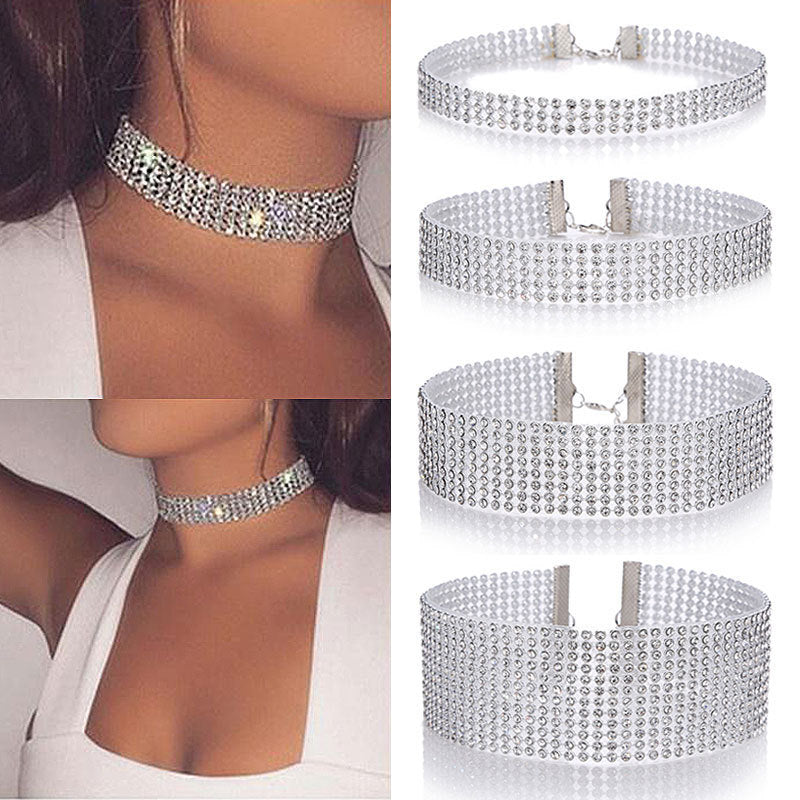 Fashion Women Full Crystal Rhinestone Choker Necklace Wedding Jewelry Chokers Necklaces For Women Shopera