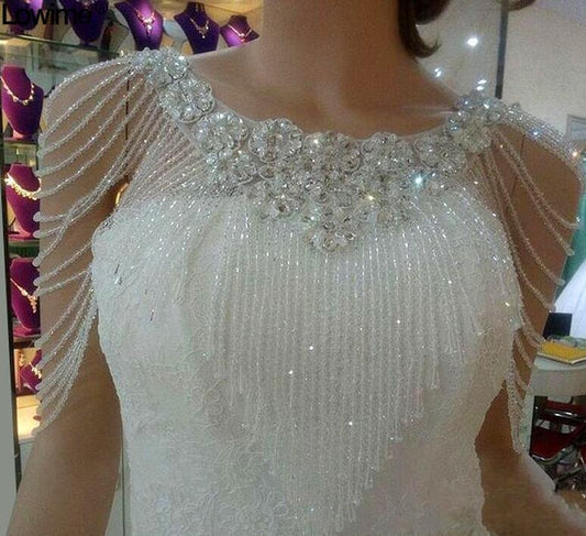 White Bolero Appliques Crystals Wedding Wrap Wedding Bolero Made in China Wedding Accessories Evening Dress eprolo