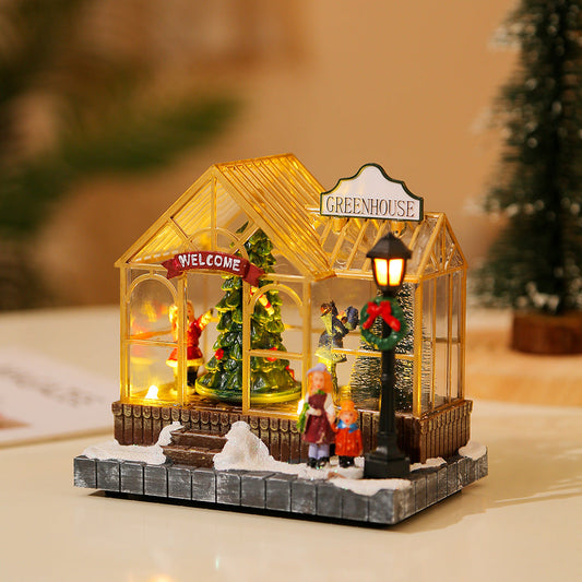 Christmas gifts, Christmas decorations, glowing music, houses, resin crafts, creative desktop ornaments eprolo