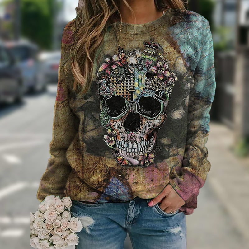 Long sleeve skull print sweatshirt Shopera