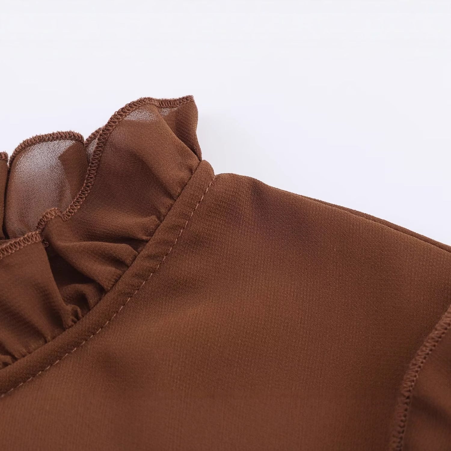 Long sleeved black fungus edge cinched waist layered decorative dress for women eprolo