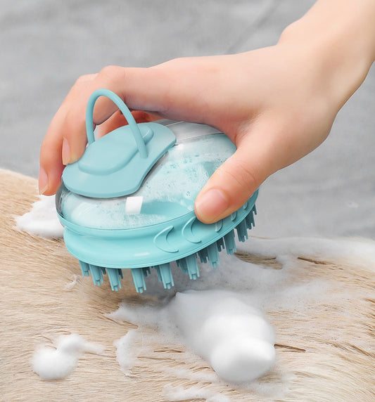 Silicone Pet Bath Brush – Soft Dog Grooming Scrubber & Massage Comb