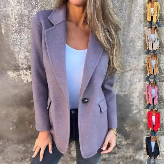 Ins Button Lapel Short Blazer Winter Fashion Commuter Jacket Outwear Women's Clothing null