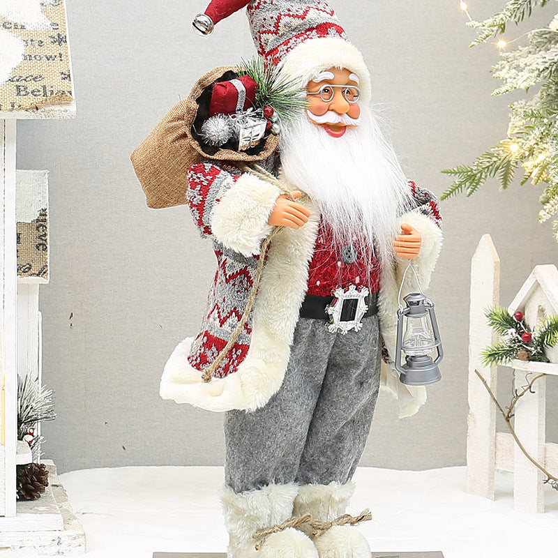 Christmas crafts 18 inch, wearing snow boots, backpack, standing, Santa Claus, dwarf eprolo