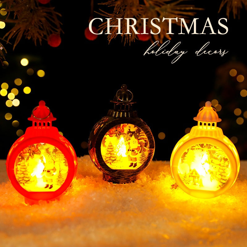 Christmas Decorative Candle Lanterns, Santa Claus Snowman Retro Window Light Display OrnamentChristmas Gift eprolo