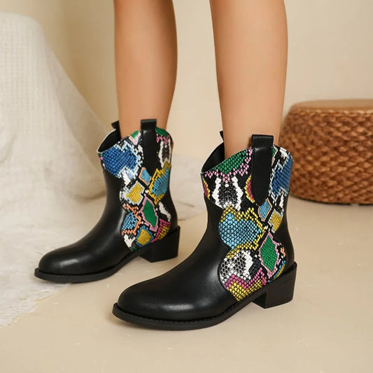 PU Leather Color Block Boots eprolo