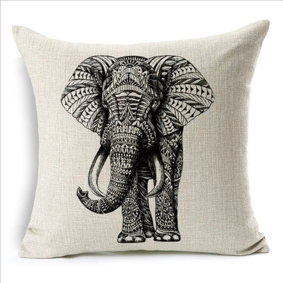 Simple Elephant Cotton Linen Pillowcase Cushion Cover