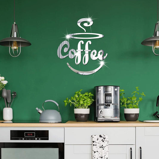 Coffee Themed Mirror Acrylic Wall Stickers for Kitchen and Dining Room eprolo