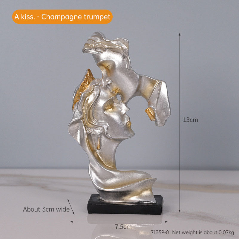 Mini kiss desktop small ornaments modern minimalist figures resin ornaments light luxury creative abstract crafts eprolo