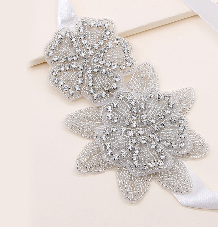 Sweet princess bridal headgear handmade crystal inlaid rhinestone flower cloth headband hair ornament eprolo