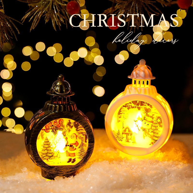 Christmas Decorative Candle Lanterns, Santa Claus Snowman Retro Window Light Display OrnamentChristmas Gift eprolo