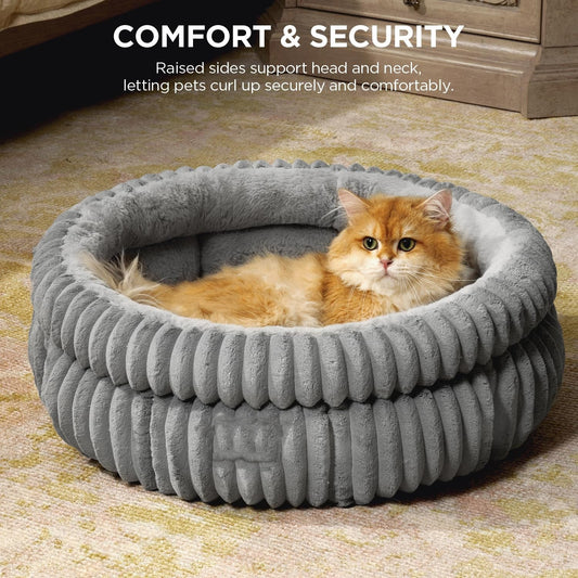High-Quality Rabbit Fur Round Pet Bed for Dogs and Cats, Warm and Thick Small Dog Mat and Cat Sofa eprolo